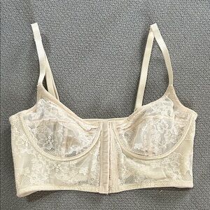 Free People Cream Corset Style Lace Bralette